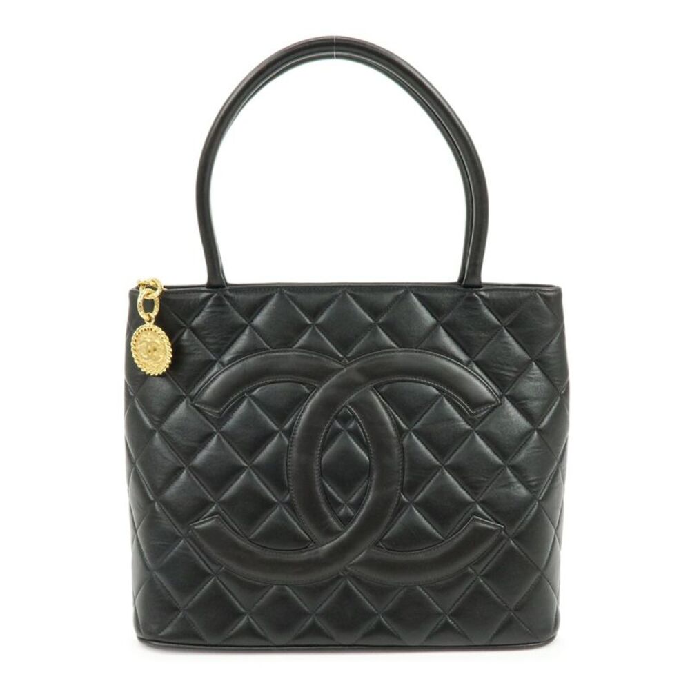 Chanel Medallion Quilted Caviar Black Calfskin Tote Bag Bag